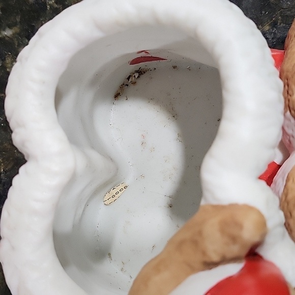 House of Lloyd Teddy Bear Santa Boots Figure Vtg 1988 Christmas Planter Candy - Picture 4 of 6